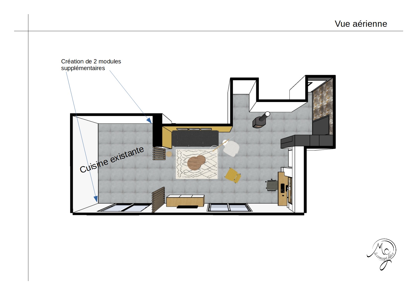 VUE aérienne salle de bain MGconcept48