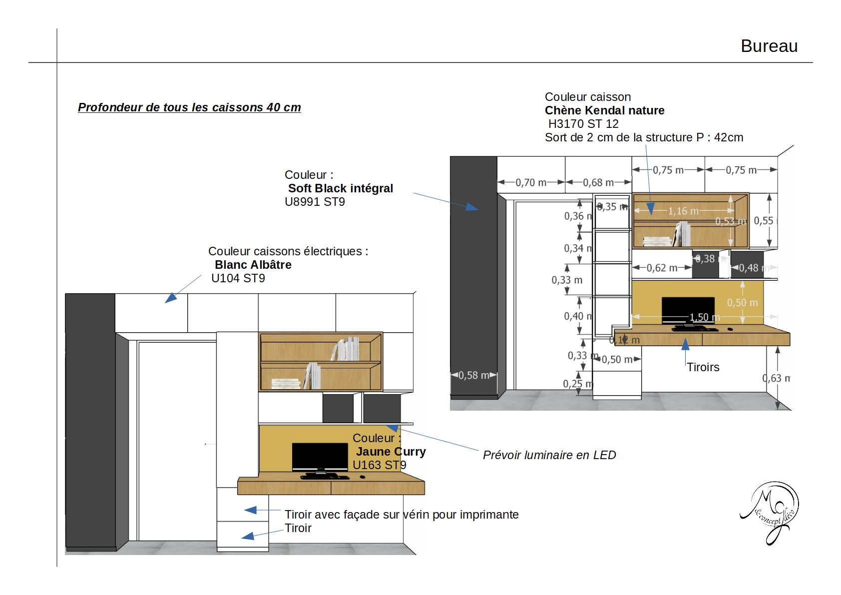 Visuel et côtes bureau salle de bain MGconcept48